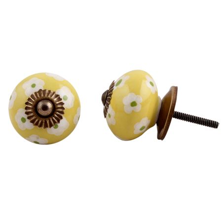 Yellow Floral Ceramic Knob